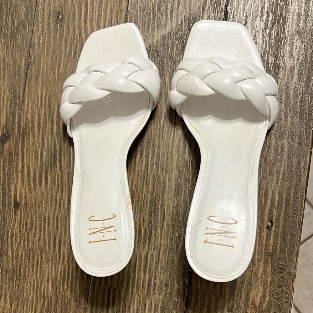 INC International Concepts White Minimalist Sandals